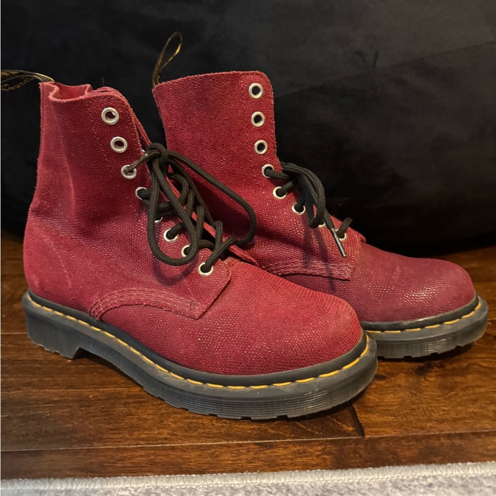 Dr. Martens Sparkle Burgundy Lace-Up Boots
